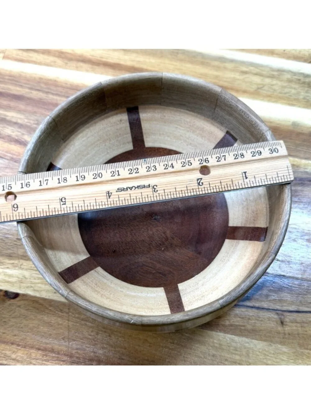 Handmade Segmented Wooden Bowl - Hand-Turned Multi-Wood Centerpiece, Decorative